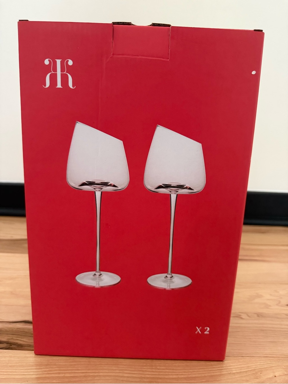 NIB Khen Pink Slanted Wine Glasses – Set of 2 - Picture 2 of 3